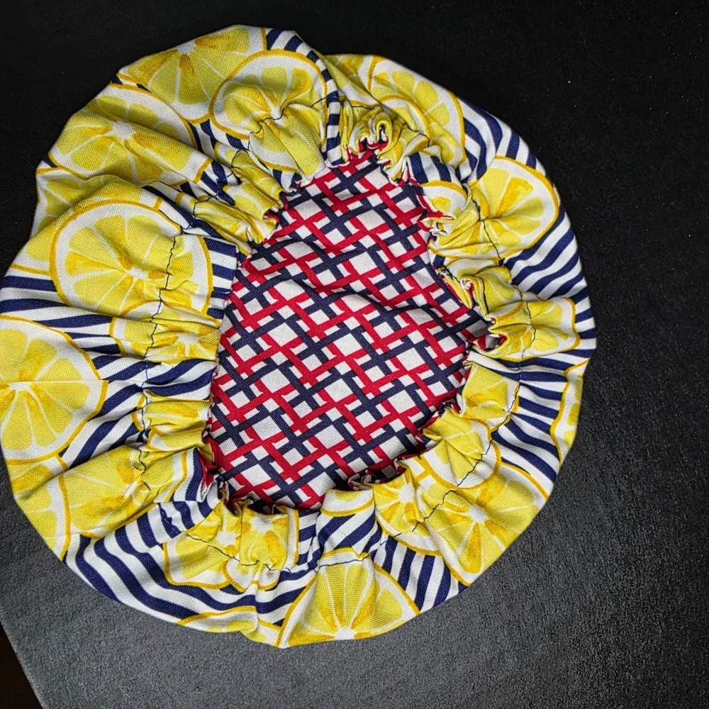 Lemons Navy Nautical Stripe Geometric KitchenAid Mixer Mixing Bowl Cover Baking